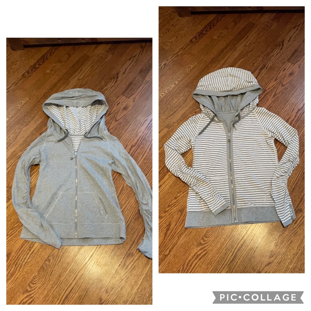 Lululemon grey and striped reversible zip up